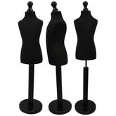Children Kids Age 6-8 Years Tailors Dummy Mannequin, Black Torso Bust with a Black Wood Round Base